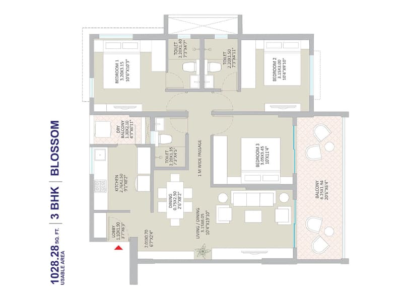 Floor plan of Kolte Patil Springshire &mdash; photo gallery, images, brochure, amenities, cost sheet, price breakup, availability details, RERA number, RERA certificate, possession date, layout plan, logo, floor plan, master plan, and location map showcasing project highlights and features.