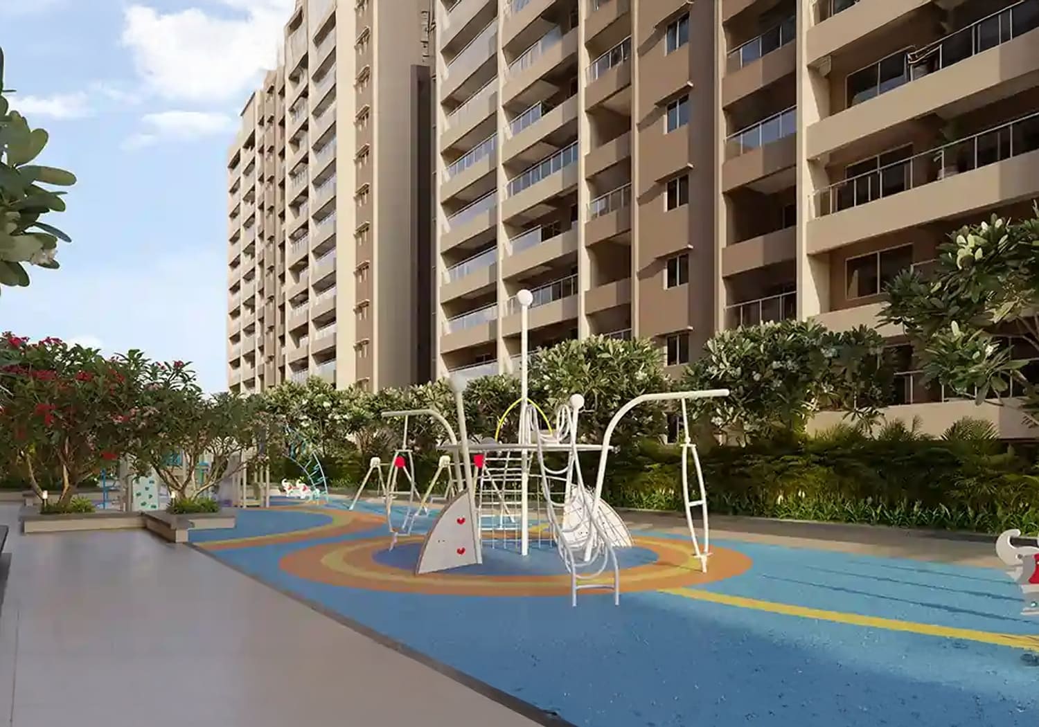 Exterior view of Kolte Patil Springshire &mdash; photo gallery, images, brochure, amenities, cost sheet, price breakup, availability details, RERA number, RERA certificate, possession date, layout plan, logo, floor plan, master plan, and location map showcasing project highlights and features.